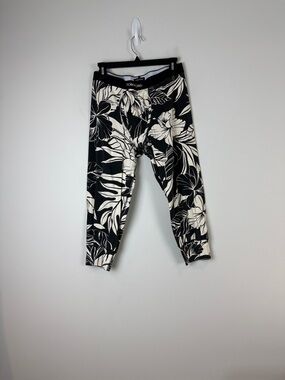 Tom Ford Monochrome Floral Print Cropped Leggings Size XL